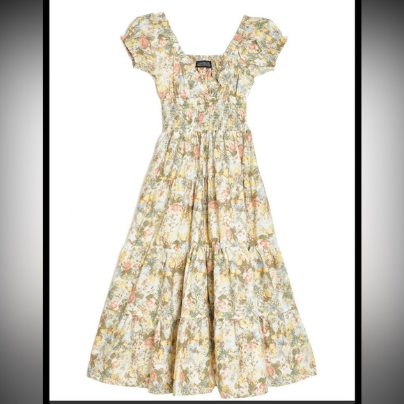 DANIELLE BERNSTEIN Dresses & Skirts - New! DANIELLE BERNSTEIN 3X Floral smocked Midi Dress in Multicolor Pastels.